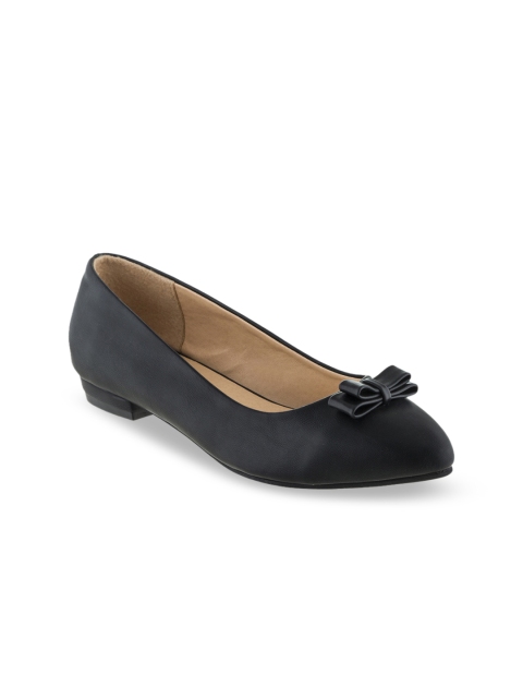 

Sherrif Shoes Women Black Solid Ballerinas With Bow Detailing
