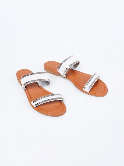 

Melange by Lifestyle Women White Solid Open Toe Flats