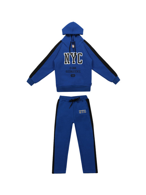 

Lil Tomatoes Boys Blue & Black Solid Tracksuit