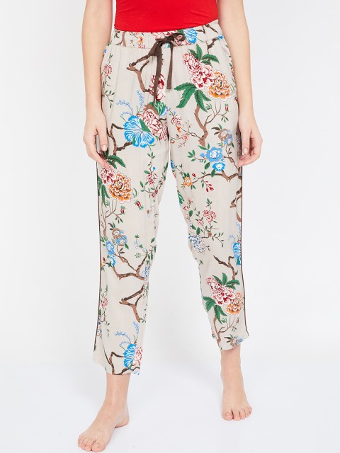 

Ginger by Lifestyle Women Cream-Coloured Printed Lounge Pants