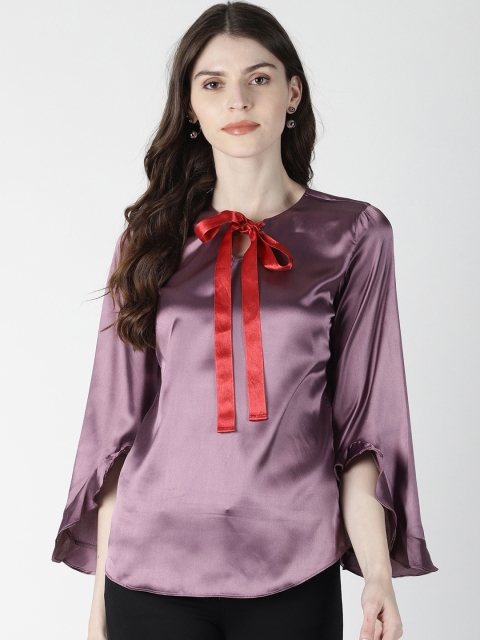 

AARA Women Purple Solid Top