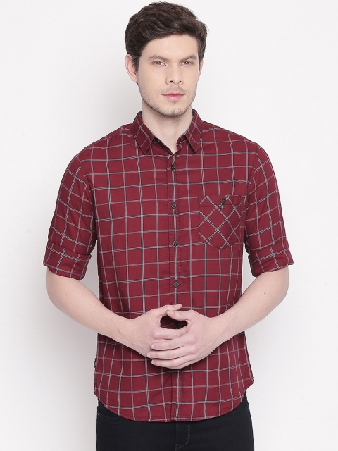 

Mufti Men Red Checked Slim Fit Casual Shirt