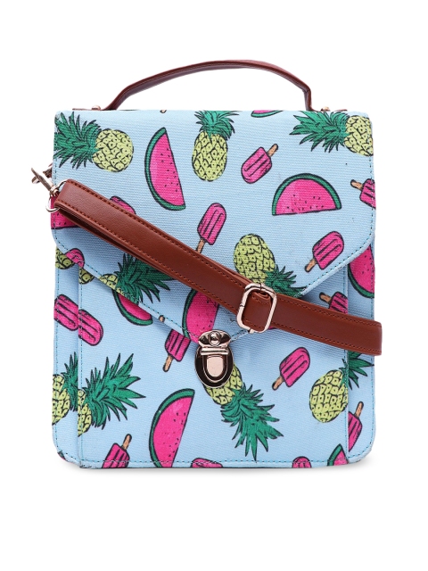 

Lychee bags Blue Printed Sling Bag