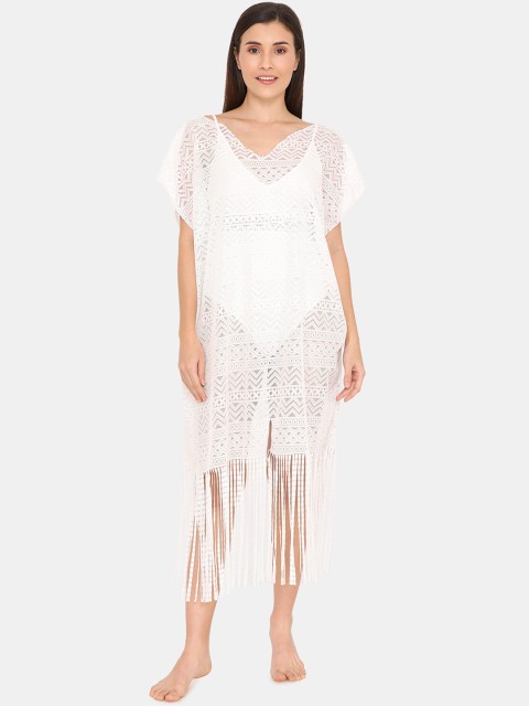 

Zivame Women White Self Design Sarong