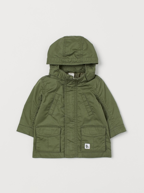 

H&M Boys Green Solid Cotton Parka