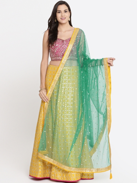 

Koskii Yellow & Pink Embellished Ready to Wear Lehenga & Blouse with Dupatta