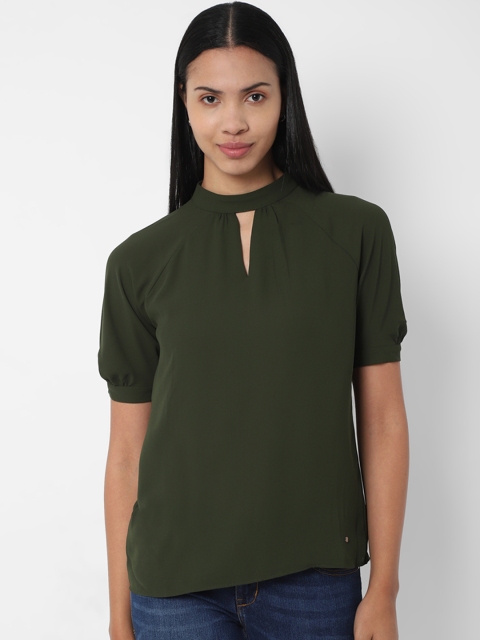 

Allen Solly Woman Women Olive Green Solid Top