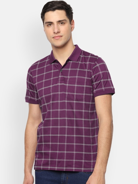 

Van Heusen Men Purple Checked Polo Collar T-shirt