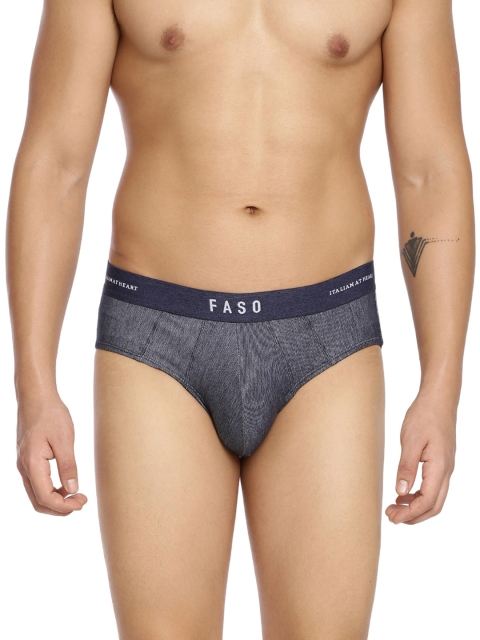 

FASO Men Navy Blue Solid Organic Cotton Hipster FS 3009