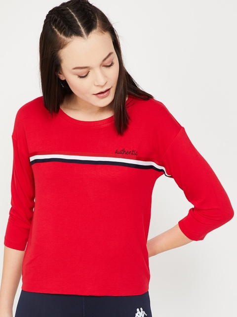 

Kappa Women Red Solid Round Neck T-shirt