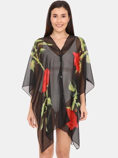 

Zivame Women Black & Red Printed Kaftan Coverup Dress