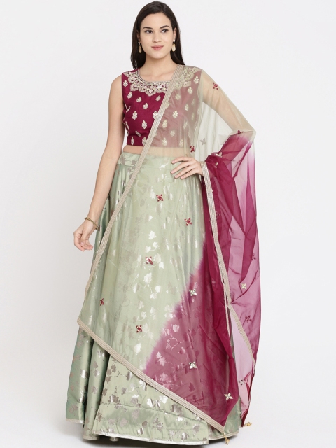 

Koskii Green & Magenta Embellished Ready to Wear Lehenga & Blouse with Dupatta