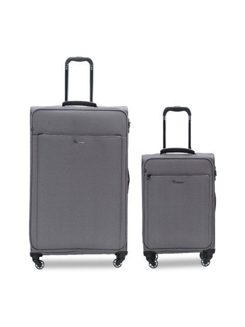 

IT luggage Set of 2 Grey Solid Optative Hard-Sided Expandable Trolley Suitcases