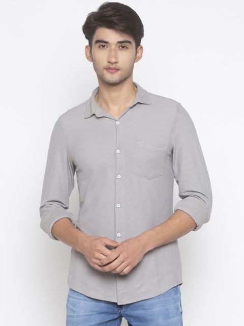 

Nick&Jess Men Grey Comfort Slim Fit Solid Casual Shirt