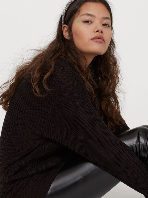 

H&M Women Black Hole-Patterned Jumper