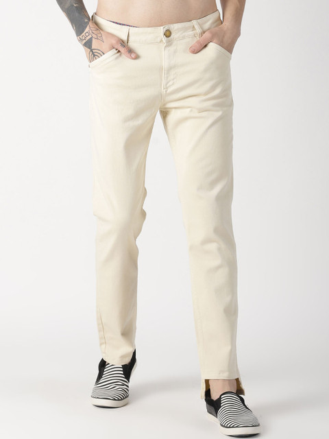

Blue Saint Men Beige Slim Fit Solid Regular Trousers
