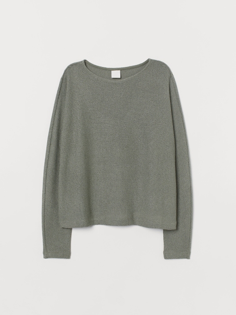 

H&M Women Olive Green Dolman-Sleeved Top