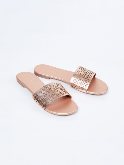 

Melange by Lifestyle Women Rose Gold Embellished Open Toe Flats