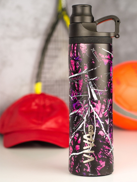 

VIVA h2o Pink & Black Printed Stainless Steel Vaccum Insulated Water Bottle 650 ml