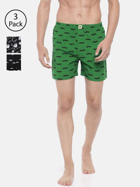 

Urban Dog Men Pack of 3 Printed Boxers UDBX100_UDBX144_UDBX148, Green