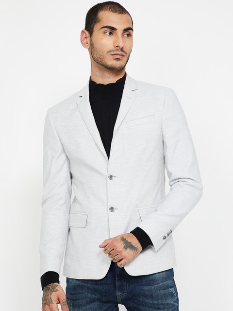 

CODE by Lifestyle Men Grey Self-Design Slim-Fit Single-Breasted Casual Blazer