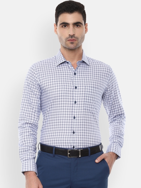 

Van Heusen Men Blue & White Checked Slim Fit Formal Shirt