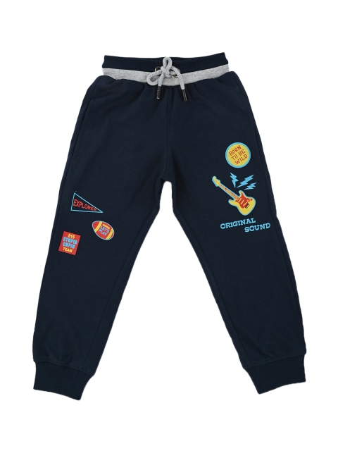 

Stupid Cupid Boys Navy Blue Solid Straight-Fit Joggers