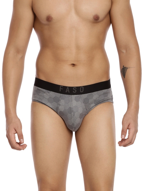 

FASO Men Grey Printed Pure Organic Cotton Basic Briefs FS 2004
