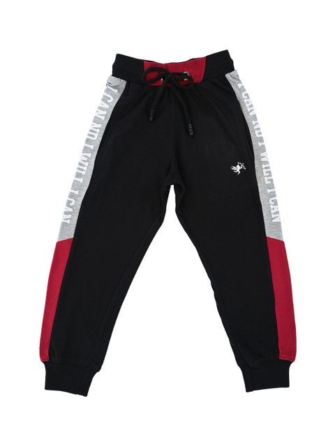 

Stupid Cupid Boys Black & Grey Colourblocked Straight-Fit Joggers
