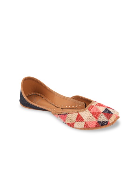

Jutti Express Women Red Woven Design Leather Mojaris