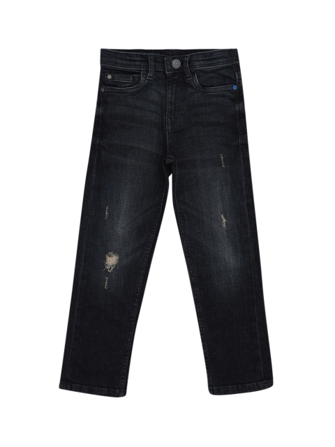

Allen Solly Junior Boys Black Regular Fit Mid-Rise Low Distress Stretchable Jeans