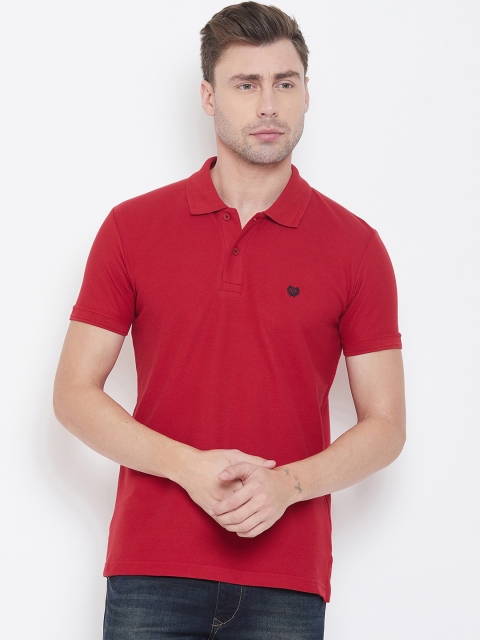 

Duke Men Red Solid Polo Collar T-shirt