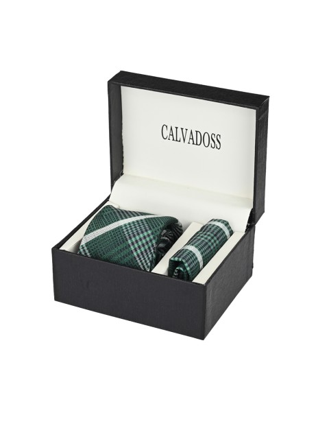 

Calvadoss Men Green & Black Checked Accessory Gift Set