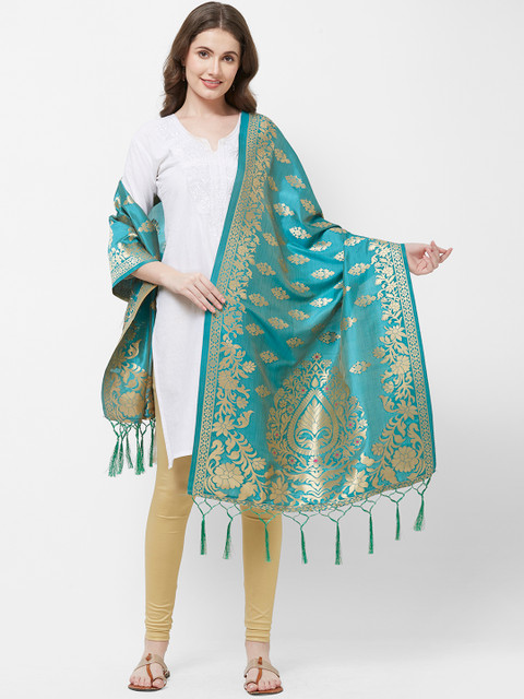 

Faserz Turquoise Blue Woven Design Dupatta