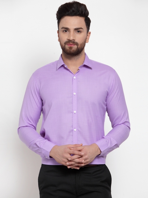 JAINISH Men Lavender Classic Regular Fit Solid Formal Shirt