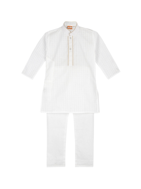 

KID1 Boys White Striped Kurta with Pyjamas