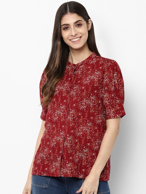 

Allen Solly Woman Red Regular Fit Printed Casual Shirt