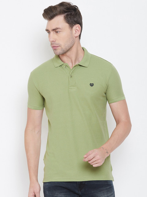 

Duke Men Green Solid Polo Collar T-shirt