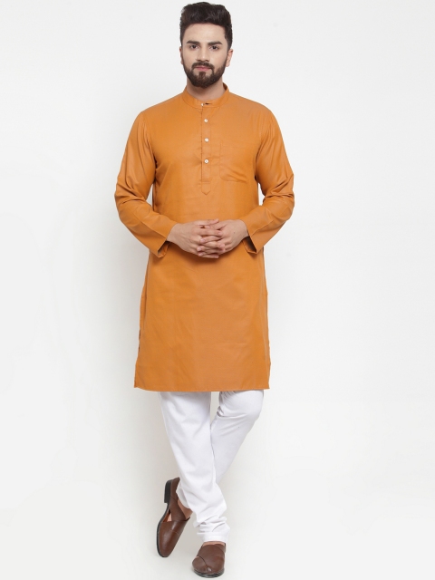 

NEUDIS Men Mustard Yellow Woven Design Straight Kurta