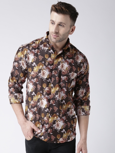 

hangup trend Men Brown Standard Regular Fit Printed Casual Shirt