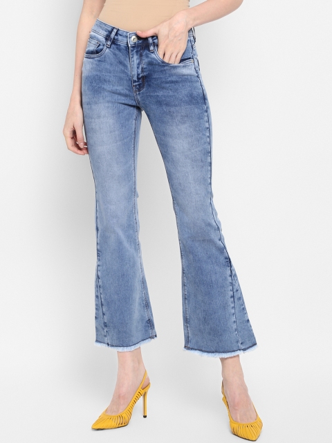 

FOSH Women Blue Bootcut Mid-Rise Clean Look Jeans