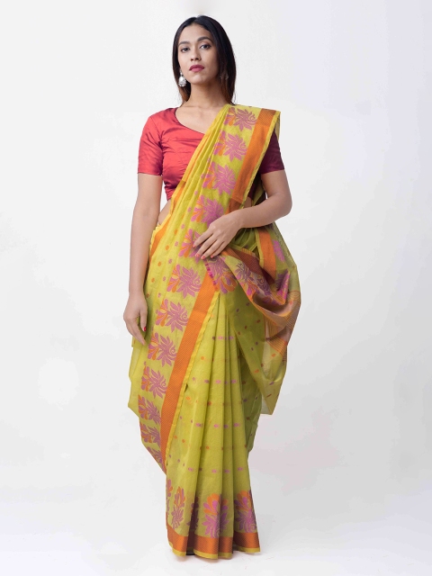 

Unnati Silks Green Woven Design Silk Cotton Sustainable Saree