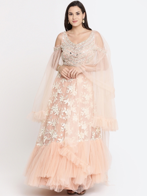 

Koskii Peach-Coloured Ready to Wear Lehenga & Blouse with Dupatta
