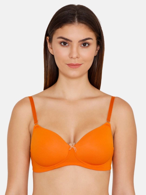 

Zivame Orange Solid Non-Wired Lightly Padded T-shirt Bra