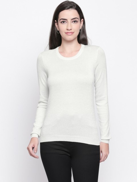 

Honey by Pantaloons Women White Solid Pullover Sweater