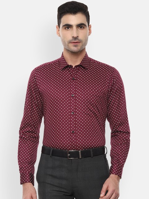 

Van Heusen Men Maroon Printed Regular Fit Formal Shirt