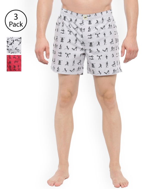 

Urban Dog Men Pack of 3 Printed Boxers UDBX70_UDBX73_UDBX74, Grey