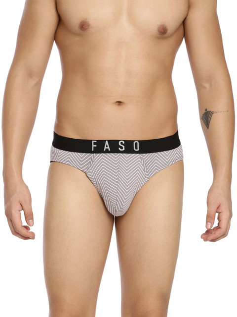 

FASO Men Grey & White Printed Basic Briefs FS 3004