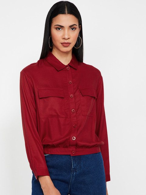 

Fame Forever by Lifestyle Women Red Solid Shirt Style Top