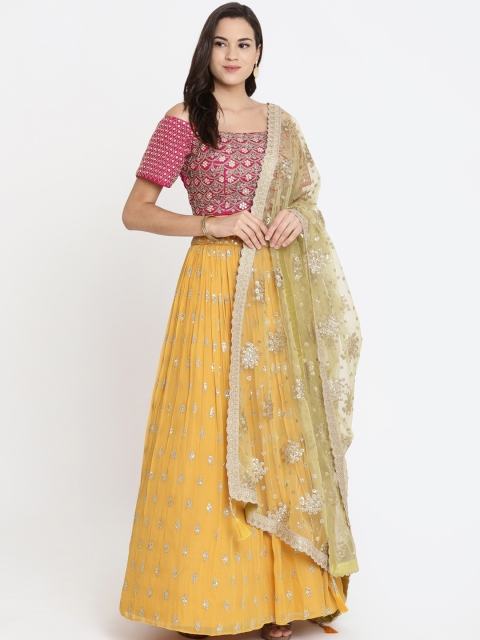 

Koskii Yellow & Magenta Embellished Ready to Wear Lehenga & Blouse with Dupatta